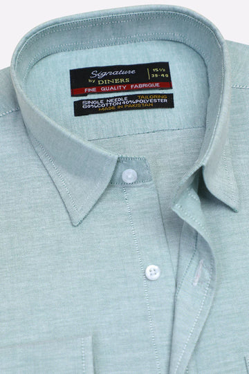 Green Self Textured Formal Shirt