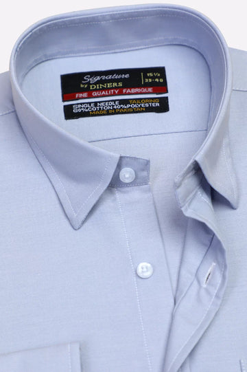 Blue Self Textured Formal Shirt