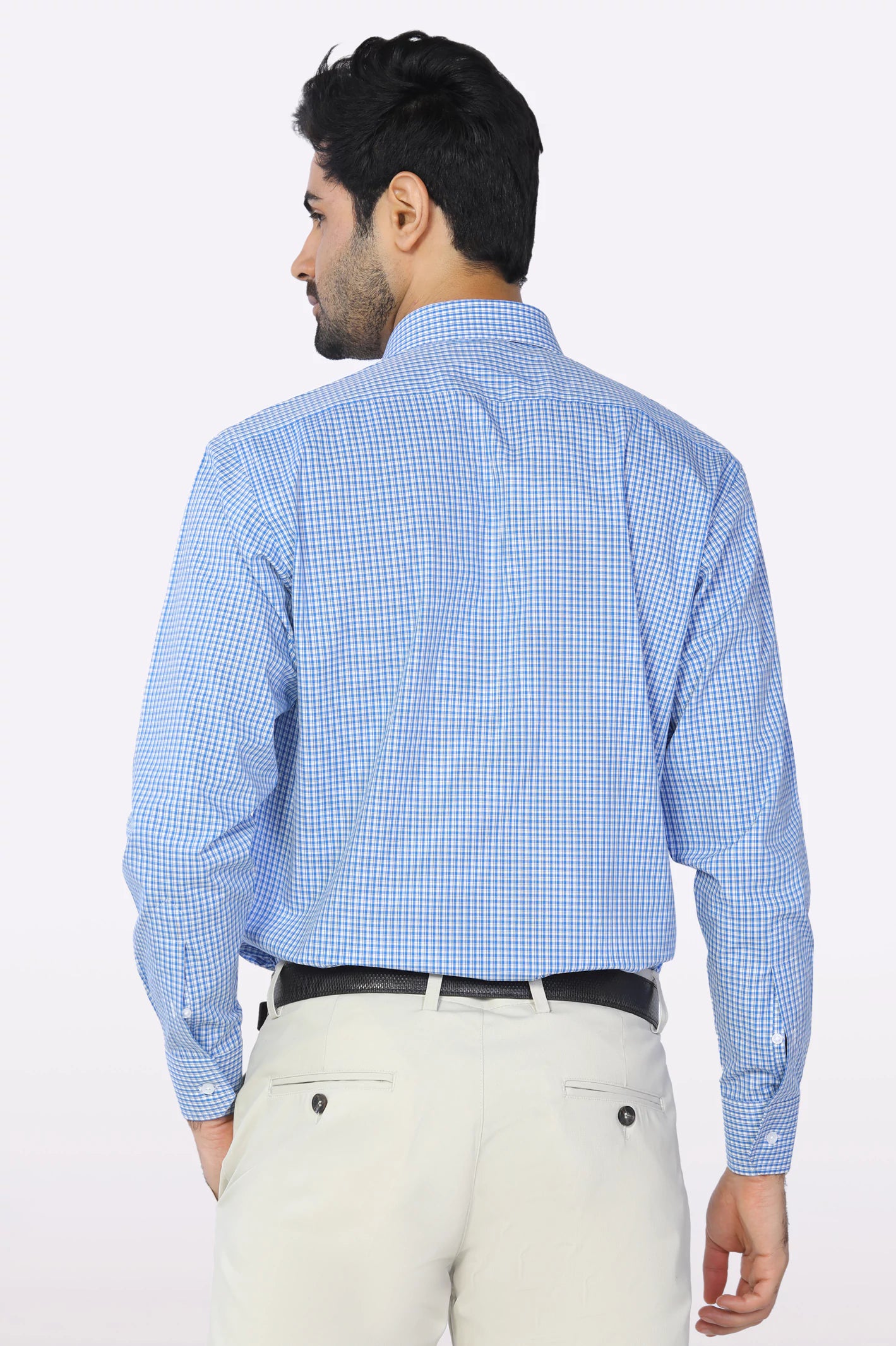 Blue Mini Check Formal Shirt From Diners