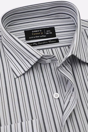 Grey Pencil Stripe Formal Shirt