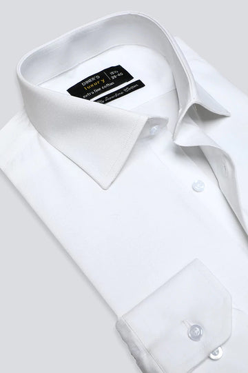 White Herringbone Textured Formal Shirt