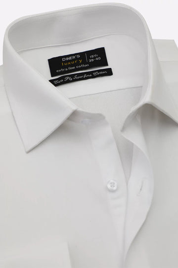 White Herringbone Textured Formal Shirt