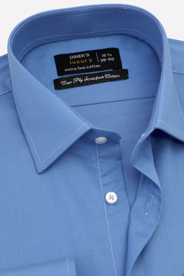 Blue Self Textured Formal Shirt