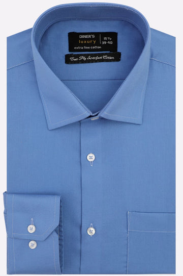 Blue Self Textured Formal Shirt