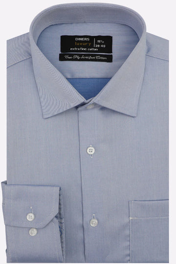 Blue Self Textured Formal Shirt