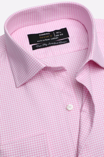 Pink Mini-Check Formal Shirt