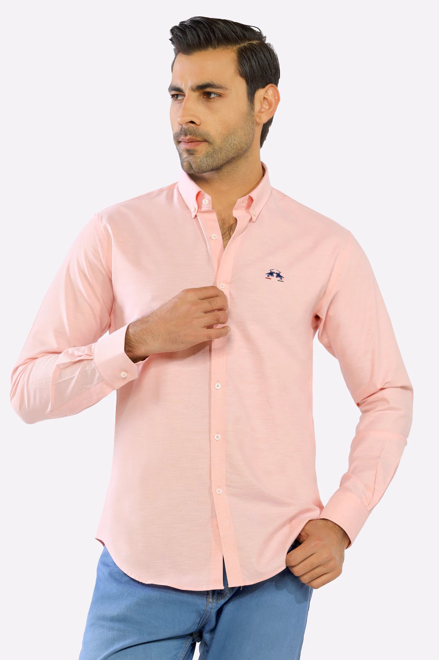 Peach Textured Casual Shirt