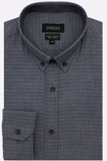 Black Self Textured Casual Shirt