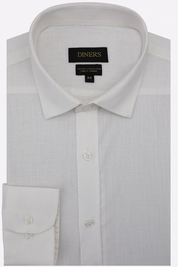 White Self Textured Casual Shirt