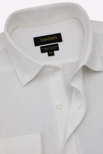 White Self Textured Casual Shirt
