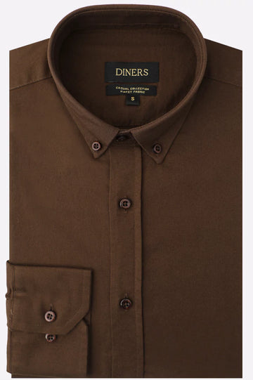 Brown Self Textured Casual Shirt