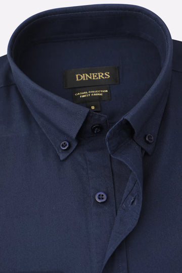 Navy Blue Self Textured Casual Shirt