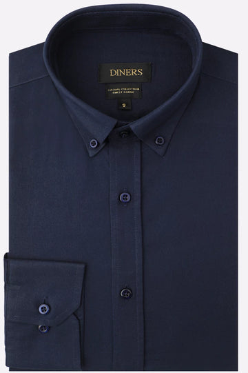 Navy Blue Self Textured Casual Shirt