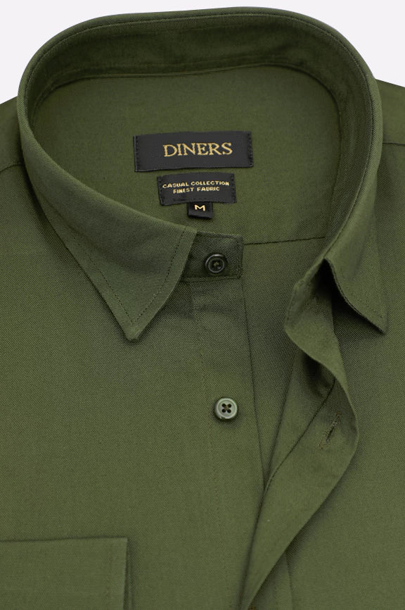 Olive Self Textured Casual Shirt Diners Pakistan Olive Self Textured Casual Shirt Diners Pakistan