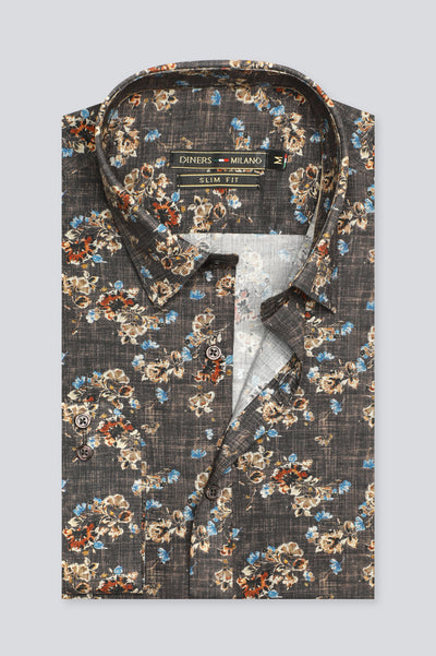 Multicolor Floral Printed Casual Milano Shirt From Diners Multicolor Floral Printed Casual Milano Shirt From Diners