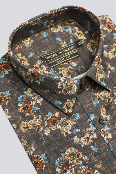 Multicolor Floral Printed Casual Milano Shirt From Diners Multicolor Floral Printed Casual Milano Shirt From Diners