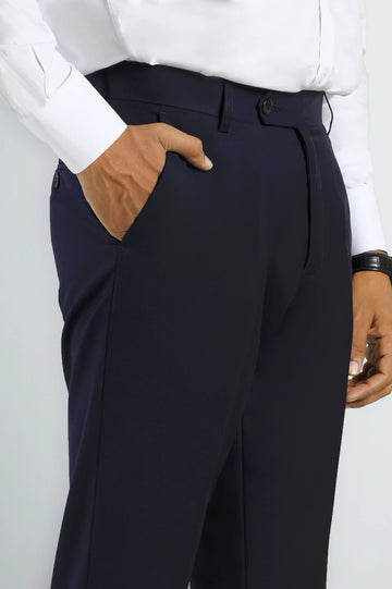 Navy Blue Regular Fit Formal Trouser