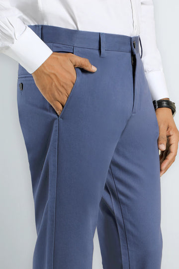 Blue Smart Fit Cotton Chino