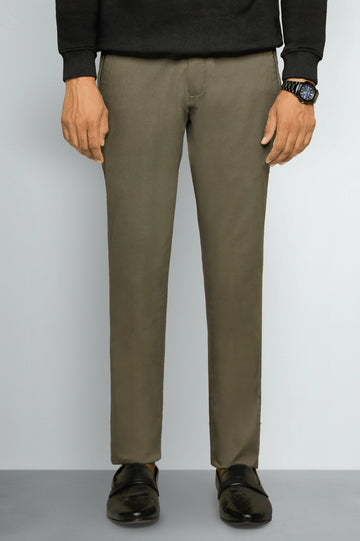 Dark Olive Smart Fit Cotton Chino