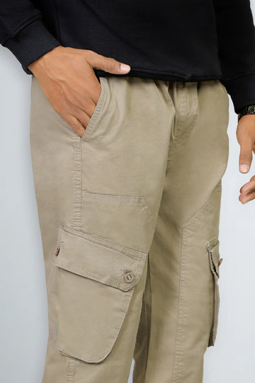 Beige Smart Fit Cargo Pants