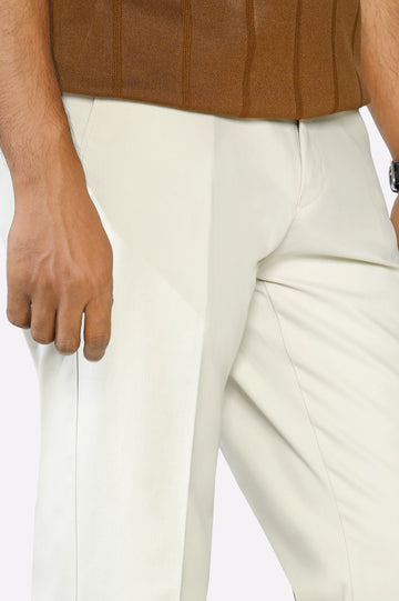 Off White Smart Fit Cotton Trouser
