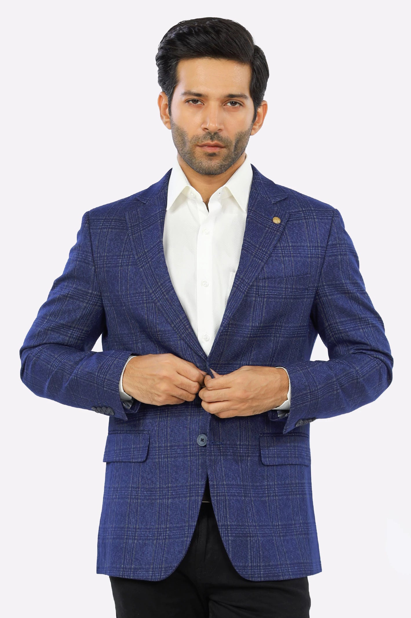 Blue Check Blazer for Men's