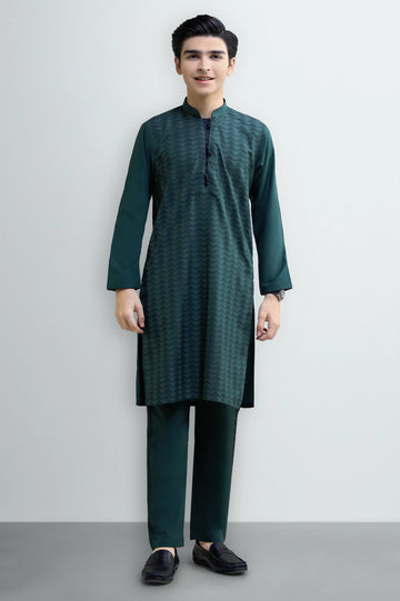 Bottle Green Teens Kurta Pajama