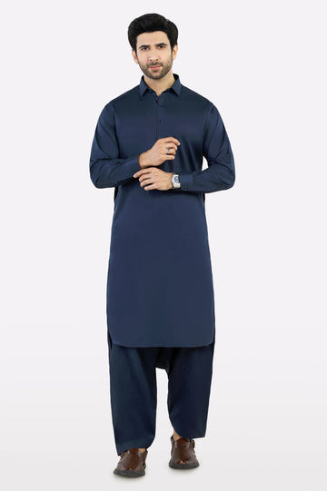 Navy Blue Cotton Shalwar Kameez