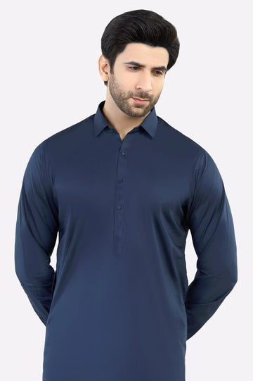 Navy Blue Cotton Shalwar Kameez