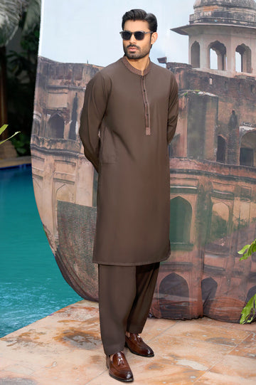 Coffee Brown Wash & Wear Shalwar Kameez