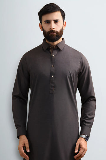 Dark Brown Wash & Wear Shalwar Kameez