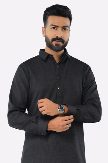 Dark Grey Wash & Wear Shalwar Kameez