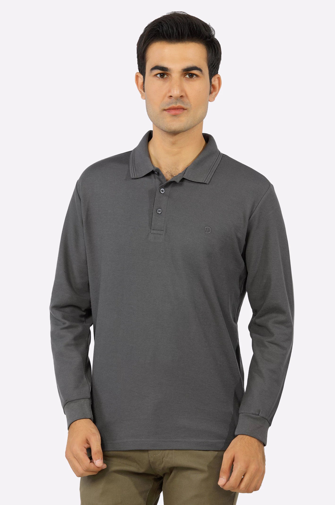 Dark Grey Long Sleeves Polo