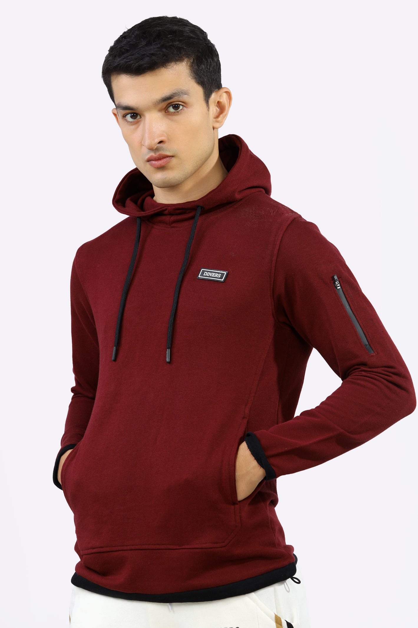 Maroon pullover top hoodie men's