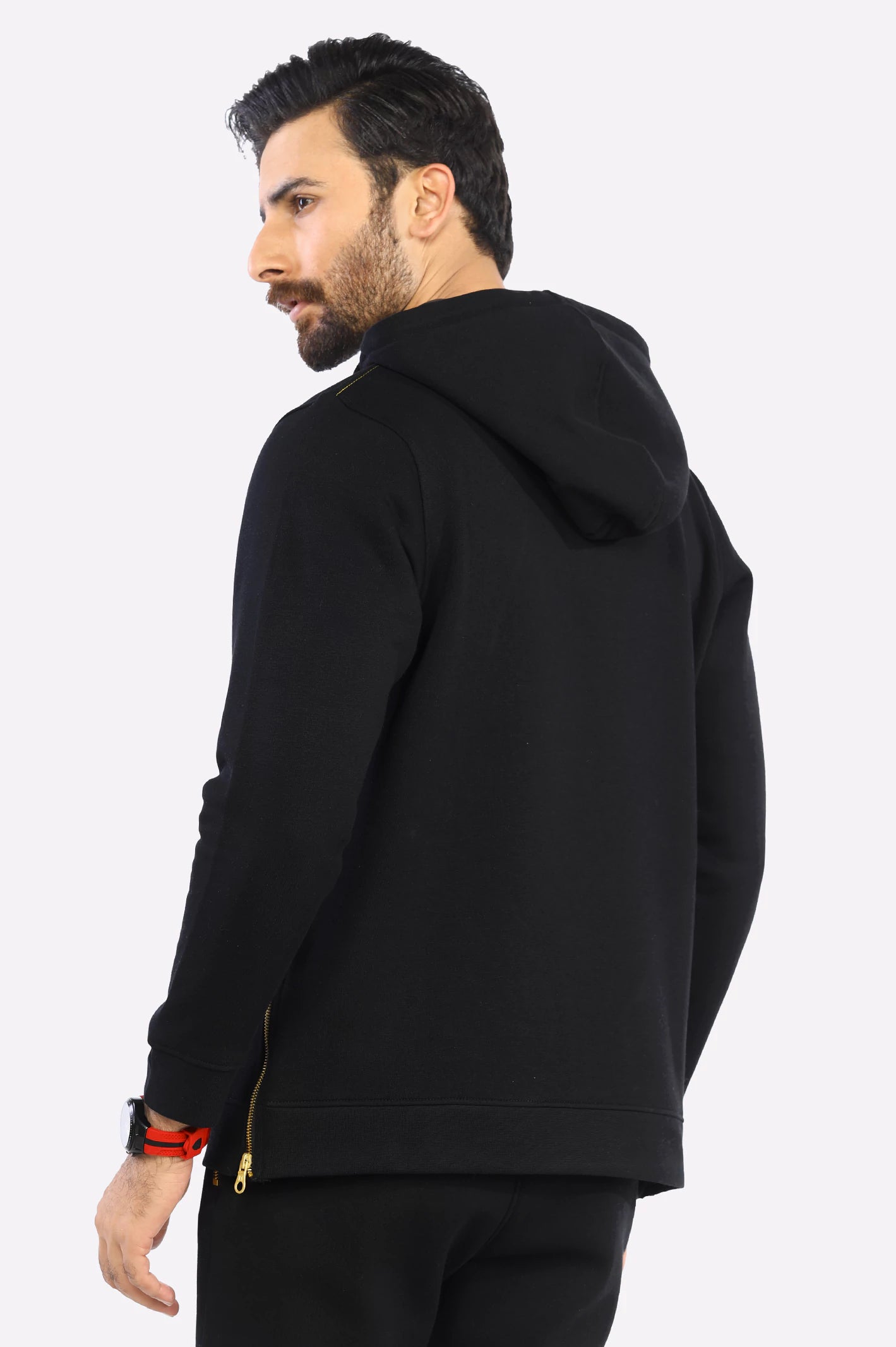 Mens Embroidered Black Pullover Hoodie
