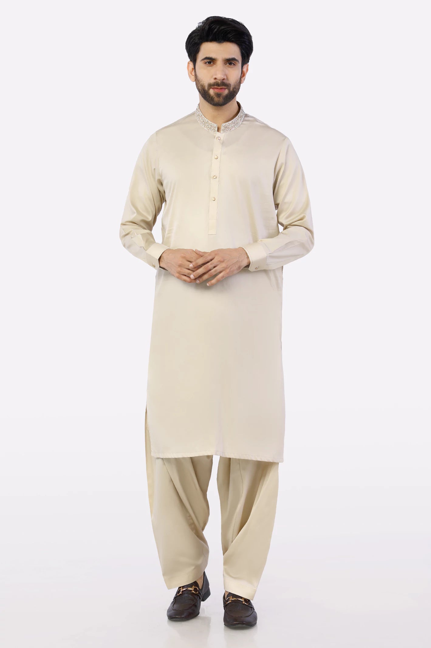 Fawn Cotton Mens Shalwar Kameez From Diners