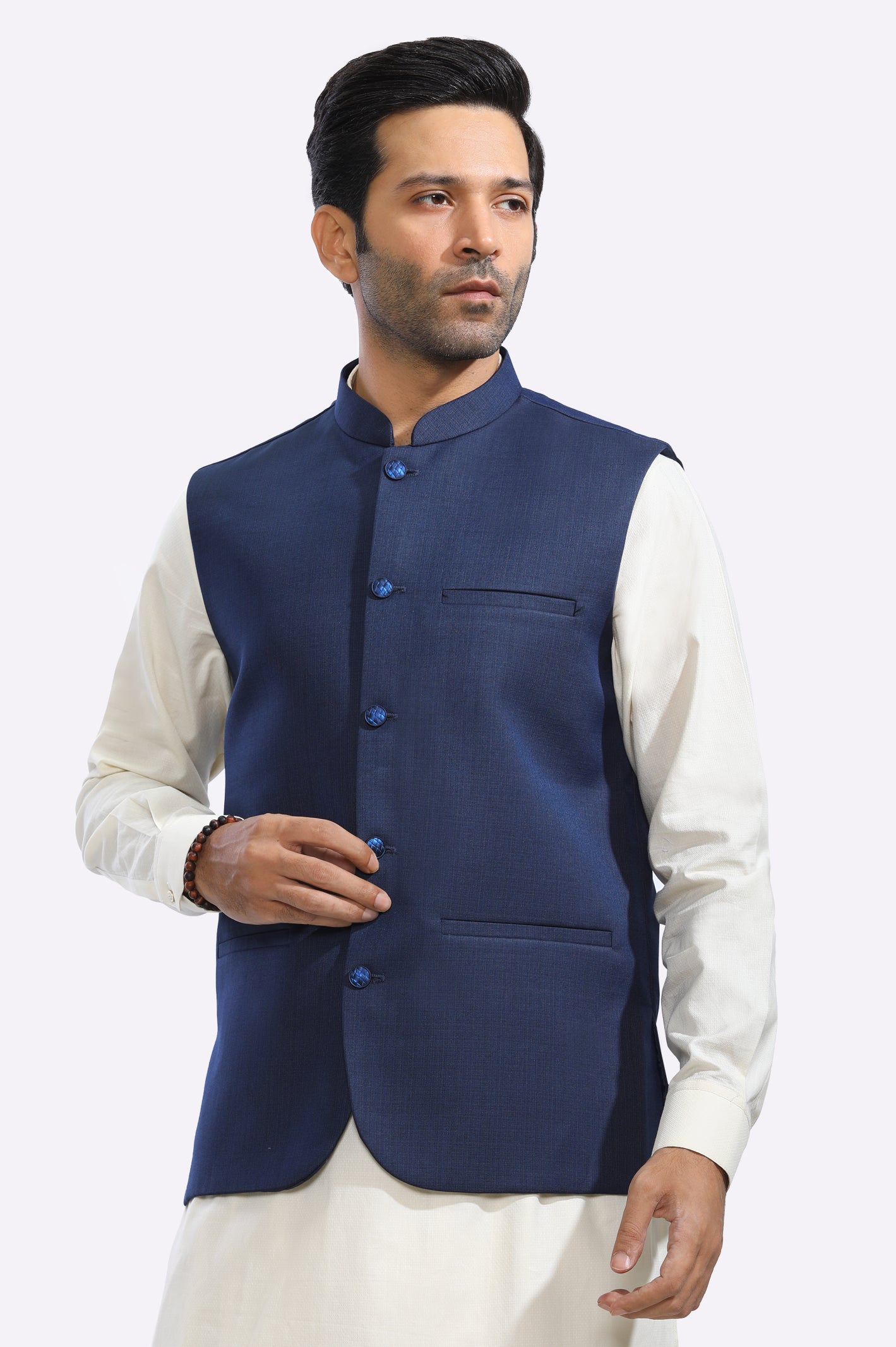 Navy Blue Full Sleeve Wasket Waistcoat Designs Waistcoat Blue