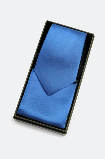 Blue Tie With Pocket Square