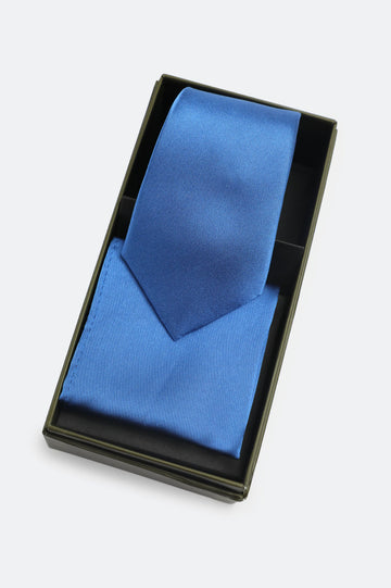 Blue Tie With Pocket Square