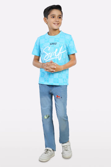 Blue Surf Printed T-Shirt