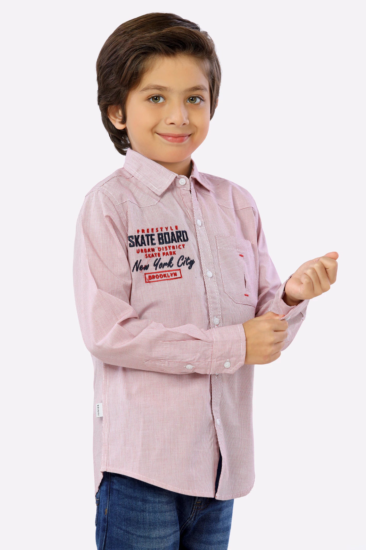 Red Mini-Check Boys Shirt From Diners