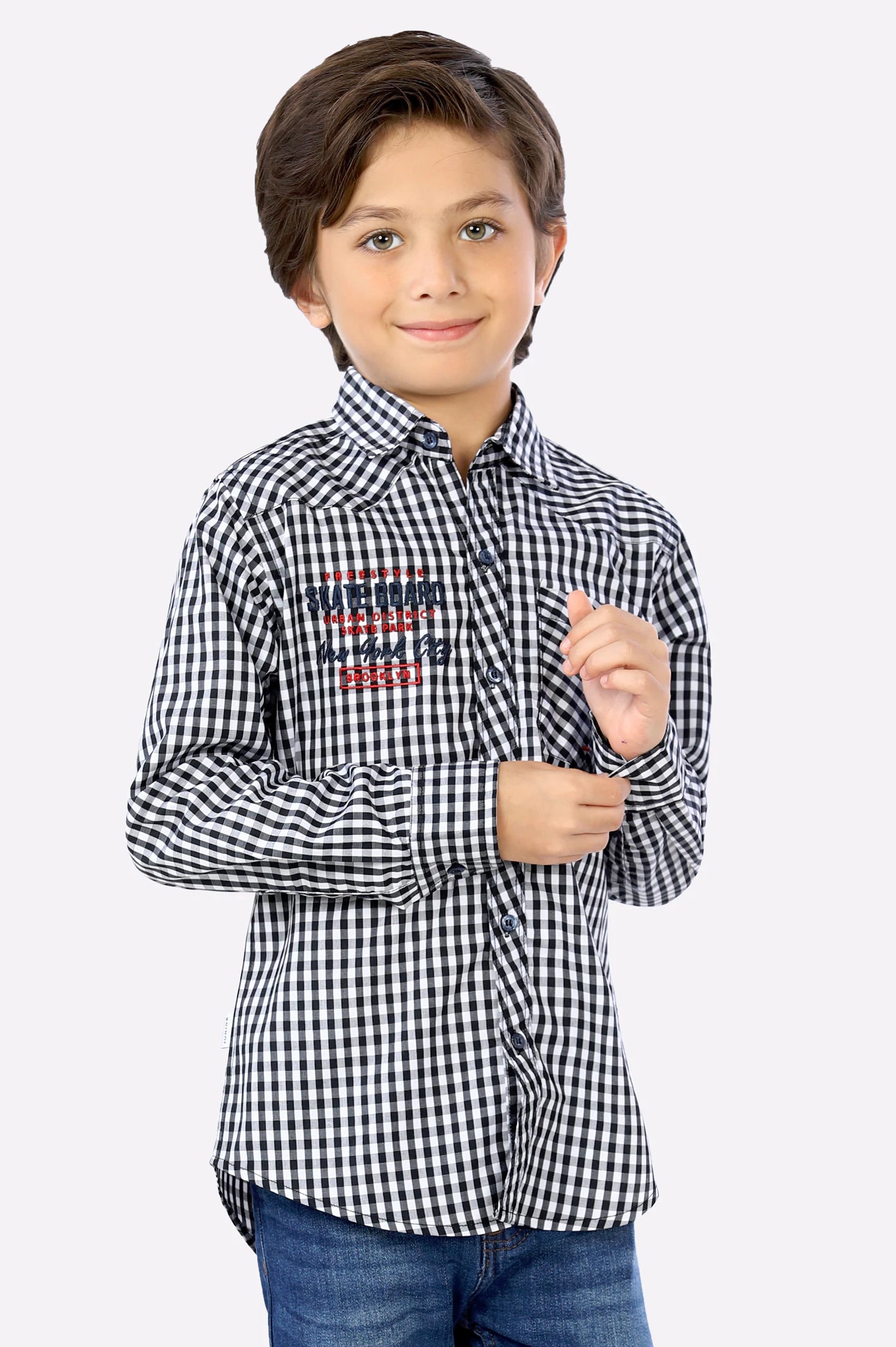 Black Gingham Check Boys Shirt From Diners