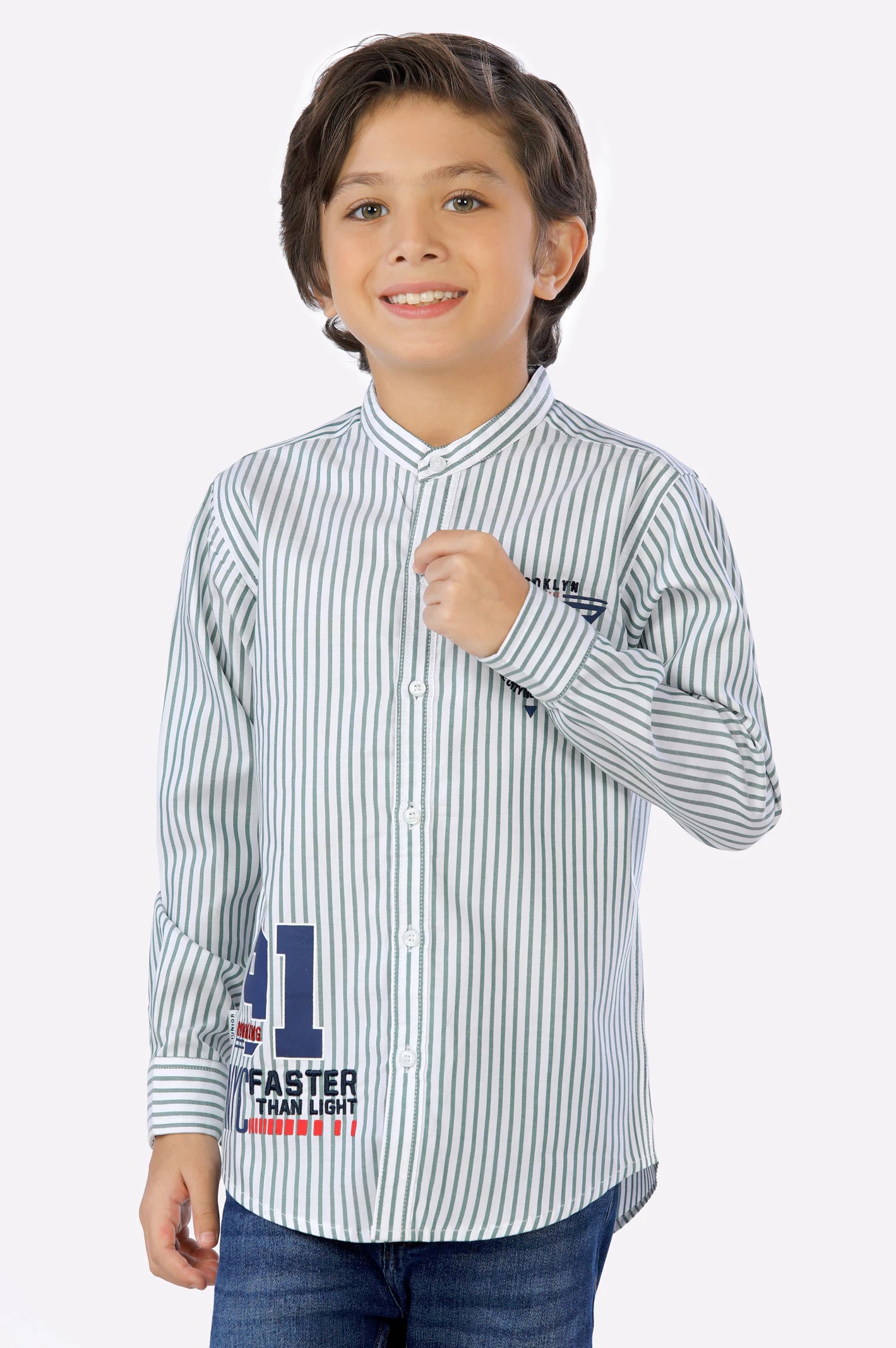 Light Green Bengal Stripe Boys Shirt From Diners