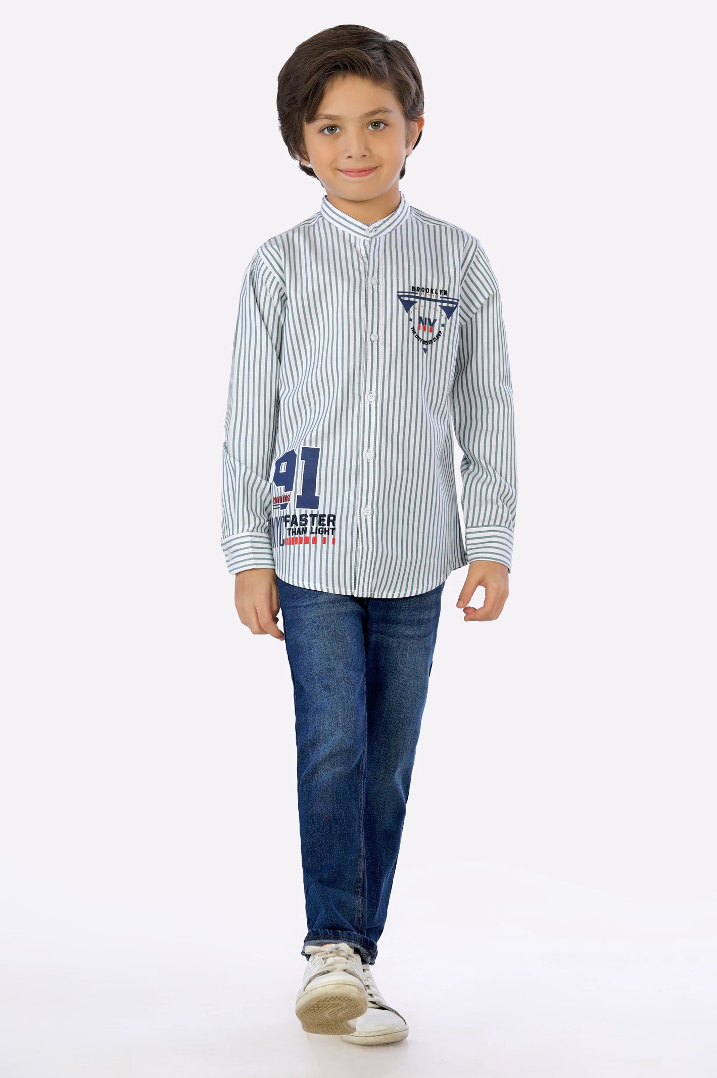 Light Green Bengal Stripe Boys Shirt From Diners