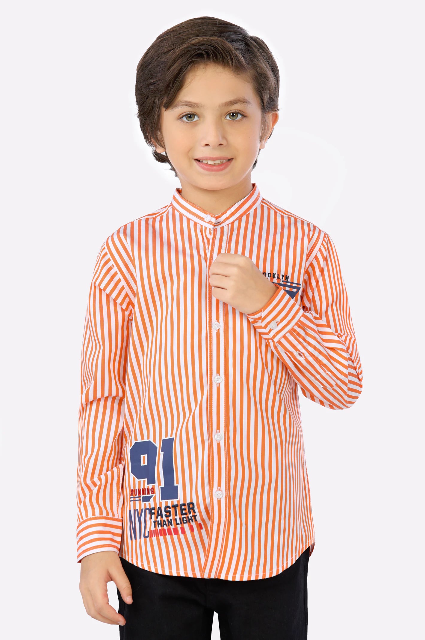 Orange Bengal Stripe Boys Shirt From Diners