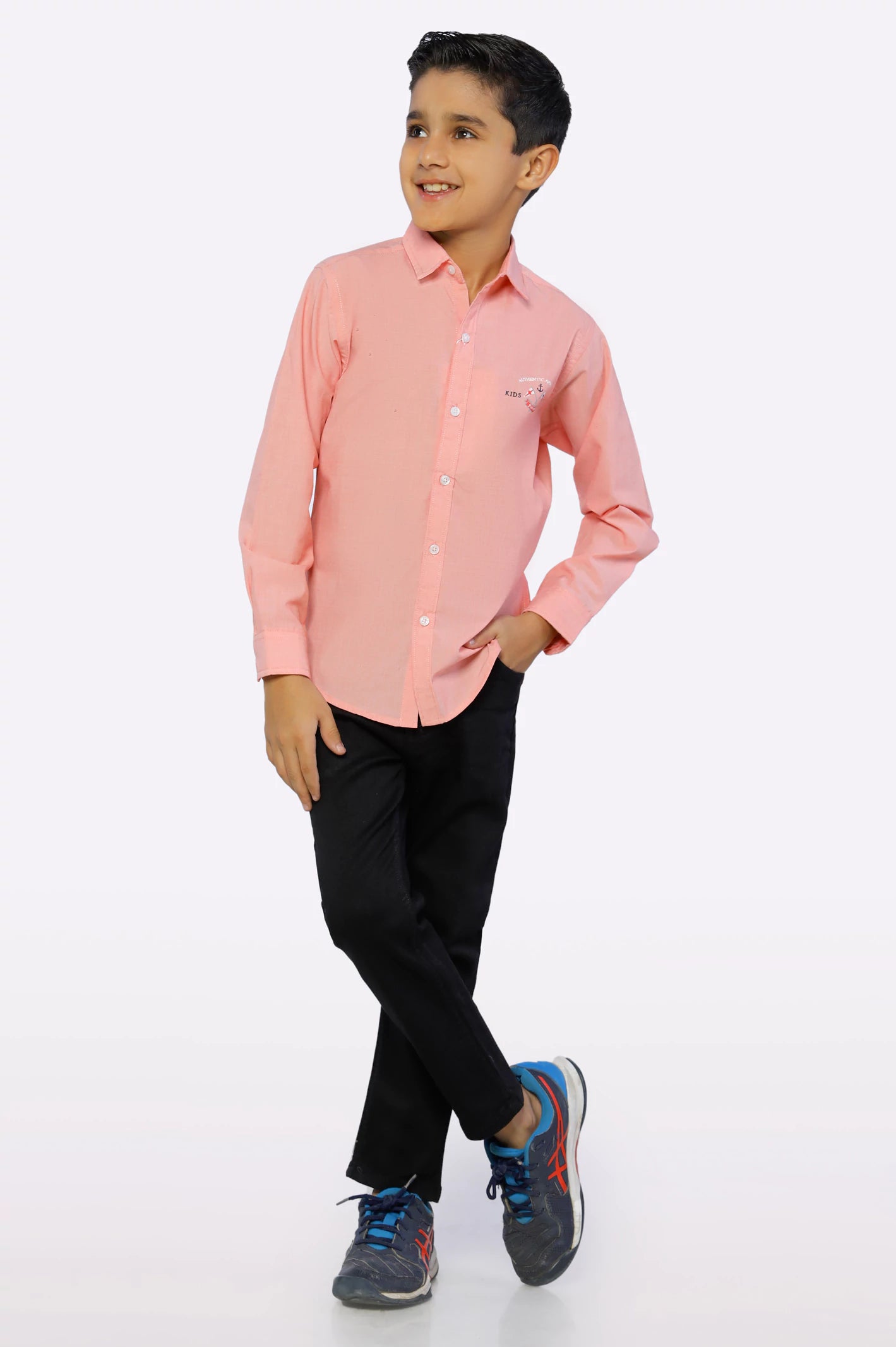 Pink Plain Boys Shirt From Diners