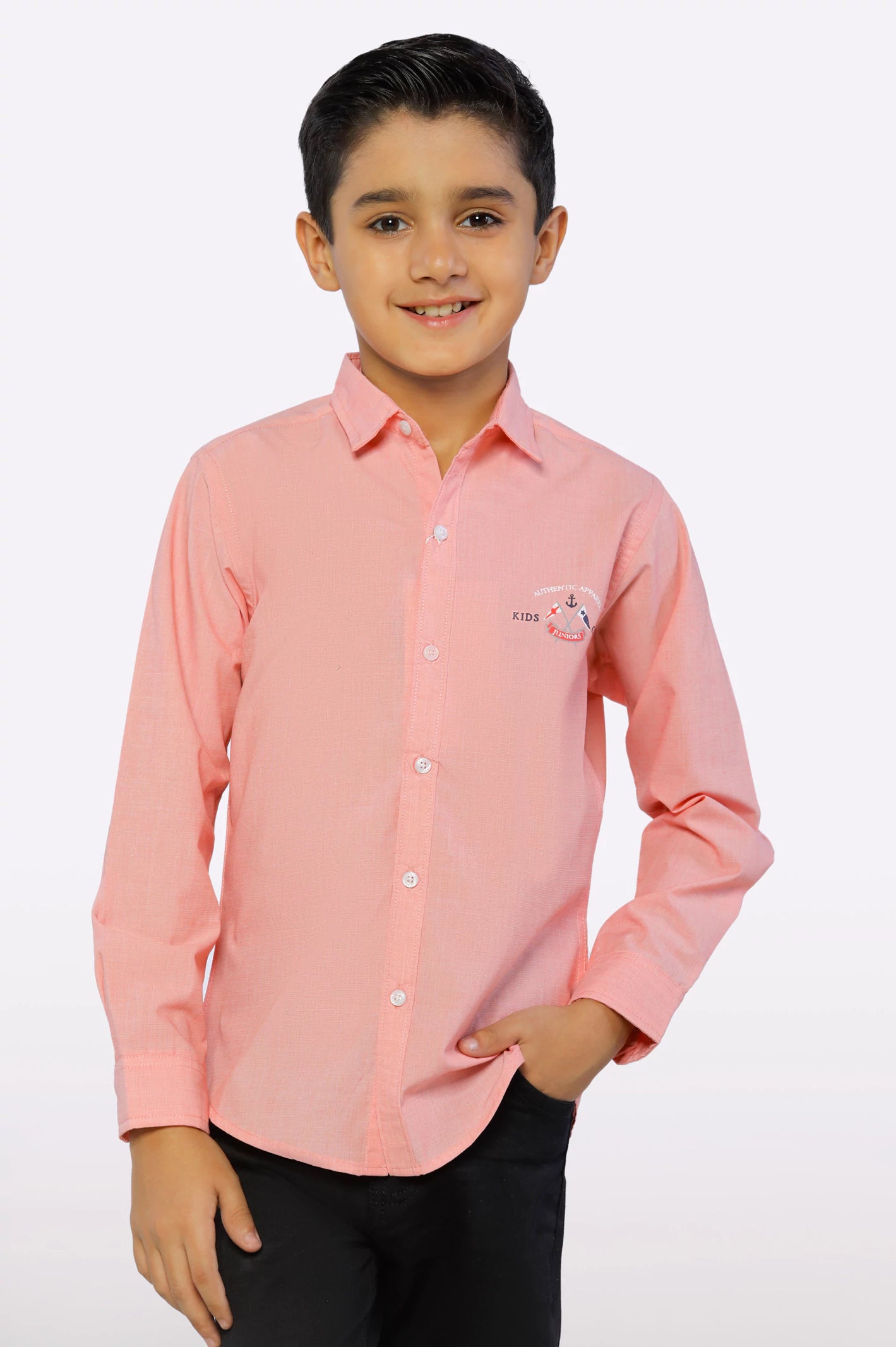 Pink Plain Boys Shirt From Diners