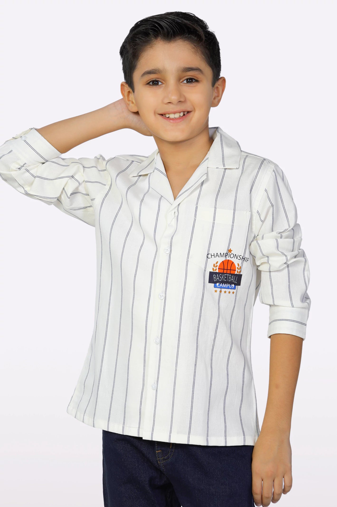 White Stripe Boys Shirt From Diners