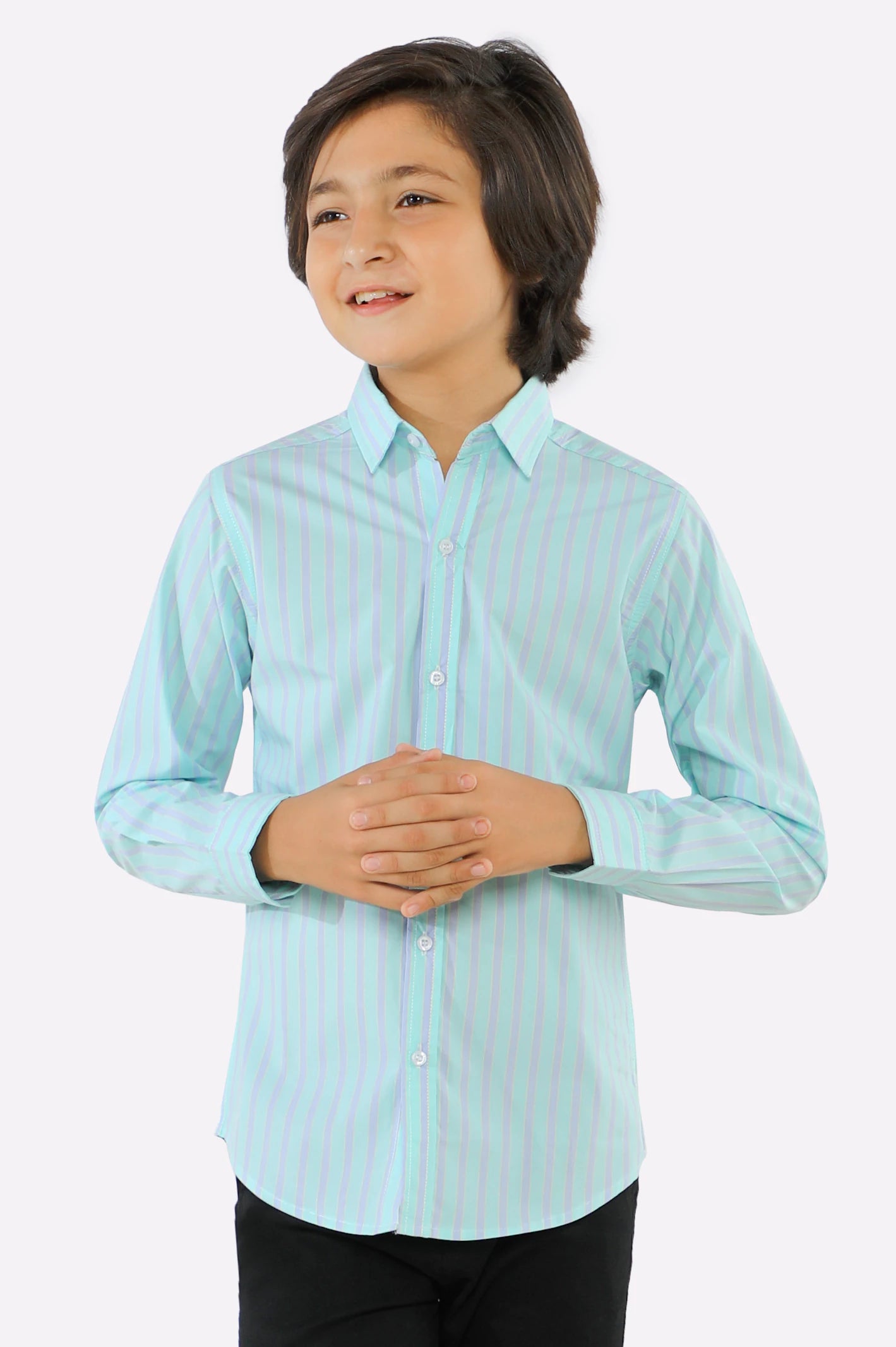 Light Green Awning Stripe Casual Shirt