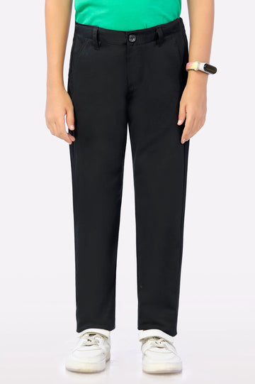 Black Relaxed Fit Cotton Chino